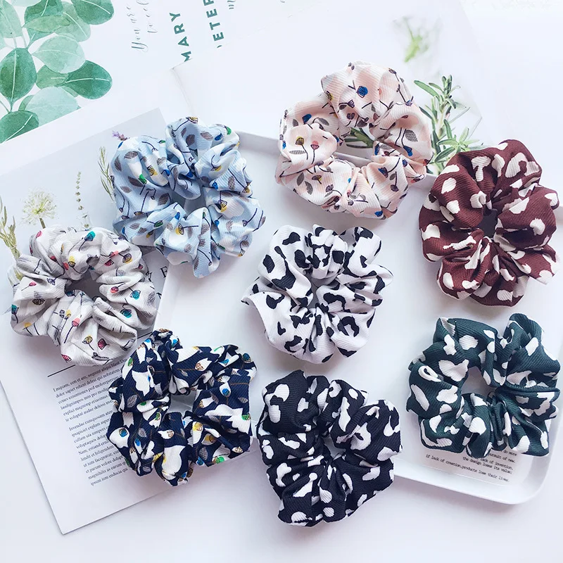 Fashion Printing Women Ladies Hair Tie Striped Lady Scrunchies Ponytail Hair Female Girl Holder Rope Hair Accessories