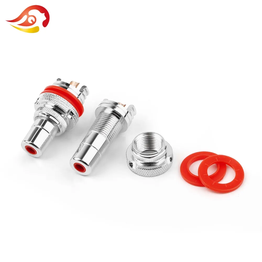 QYFANG RCA Female Socket Chassis CMC Connector Rhodium Plated Copper Jack 32mm Copper Plug Amp HiFi White Red Audio Jacks