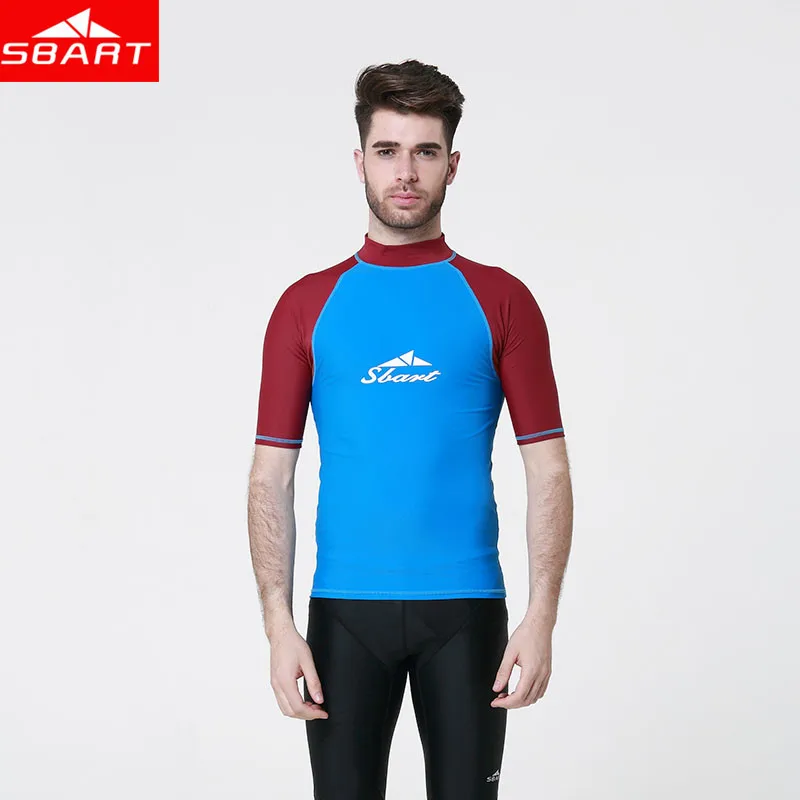 SBART mężczyźni lycra Surf mokre garnitury kurtka z krótkim rękawem Anti-UV szybkie suche surf-ubrania człowiek pływanie Windsurf nurkowanie mokre