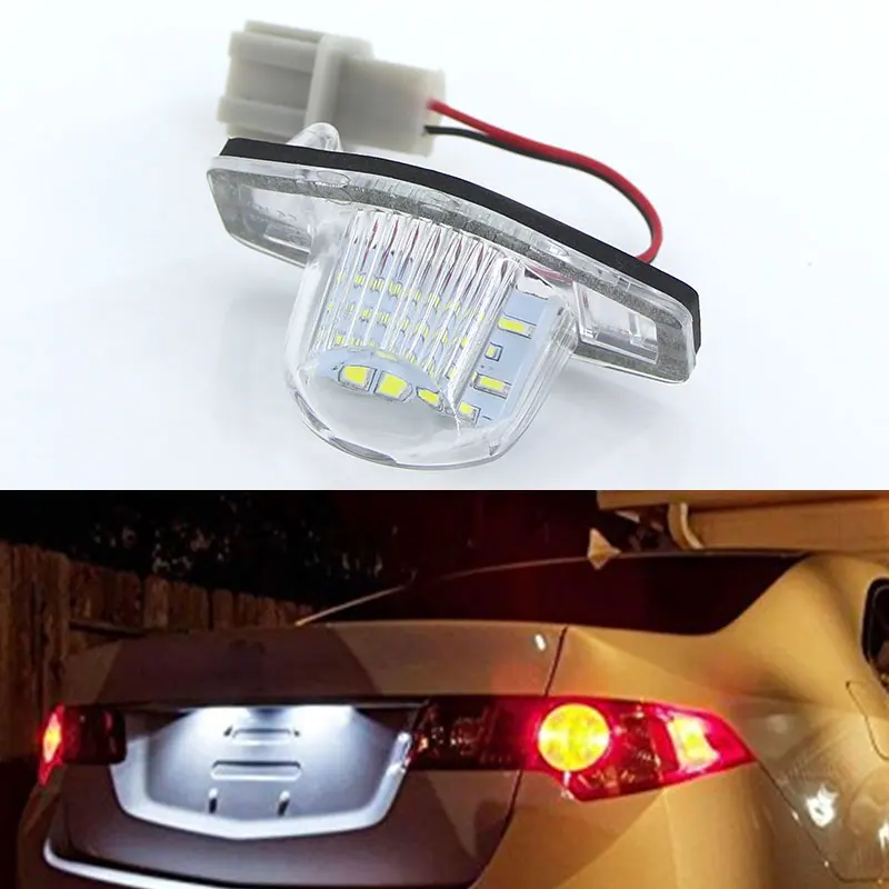 2 sztuki białych żarówek LED 18SMD do oświetlenia tablicy rejestracyjnej Honda Jazz Fit CR-V FR-V Odyssey Stream Insight 12V