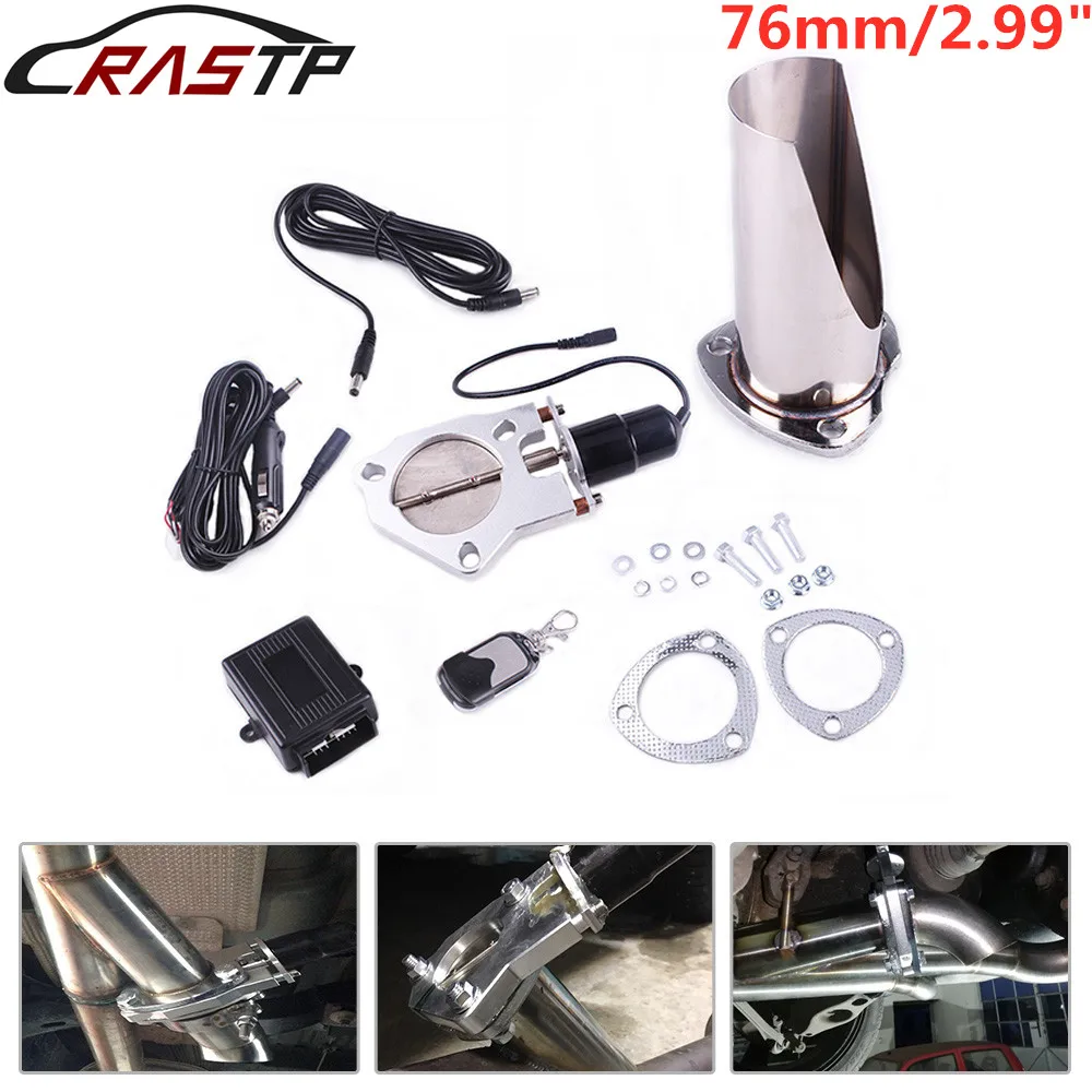 

RASTP-2,99 дюйма, вырез из нержавеющей стали, выхлопная коллекторная труба, электрический клапан, комплект глушителя наконечника выхлопной трубы RS-BOV028