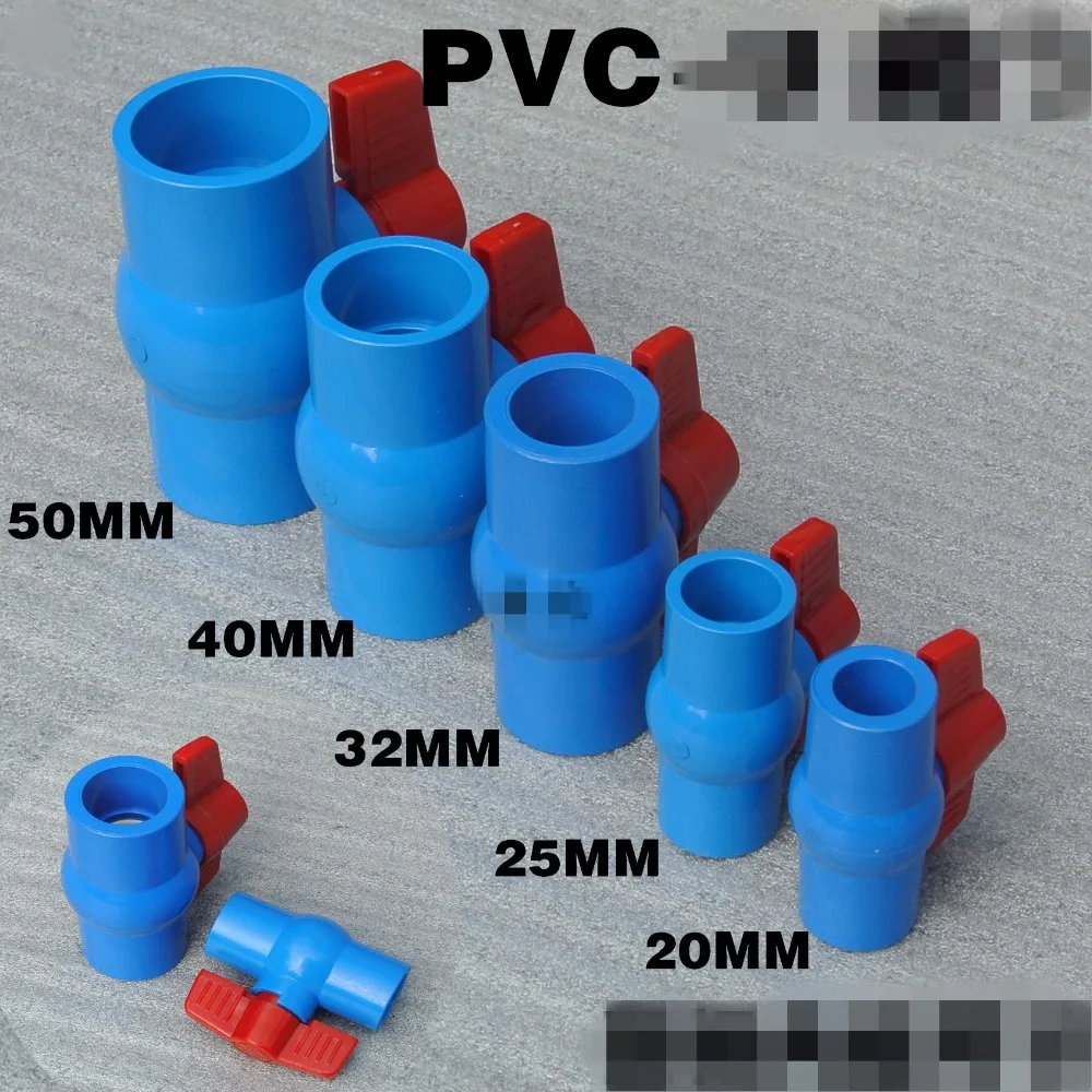 

1Pc 20/25/32/40/50/63mm Slip x Slip Shut Off Water PVC Ball Valve Blue 1/2" 3/4" 1" 1-1/4" 1-1/2" 2"BSP Threaded Female x Female