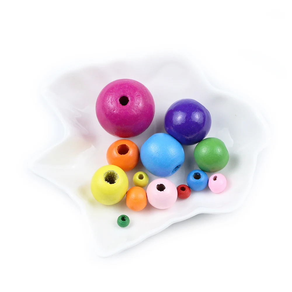 JHNBY Multicolor Wood Beads 4/6/8mm Round Wooden Beads For Jewelry Making DIY Spacer Loose Beads Findings Bracelets Necklaces