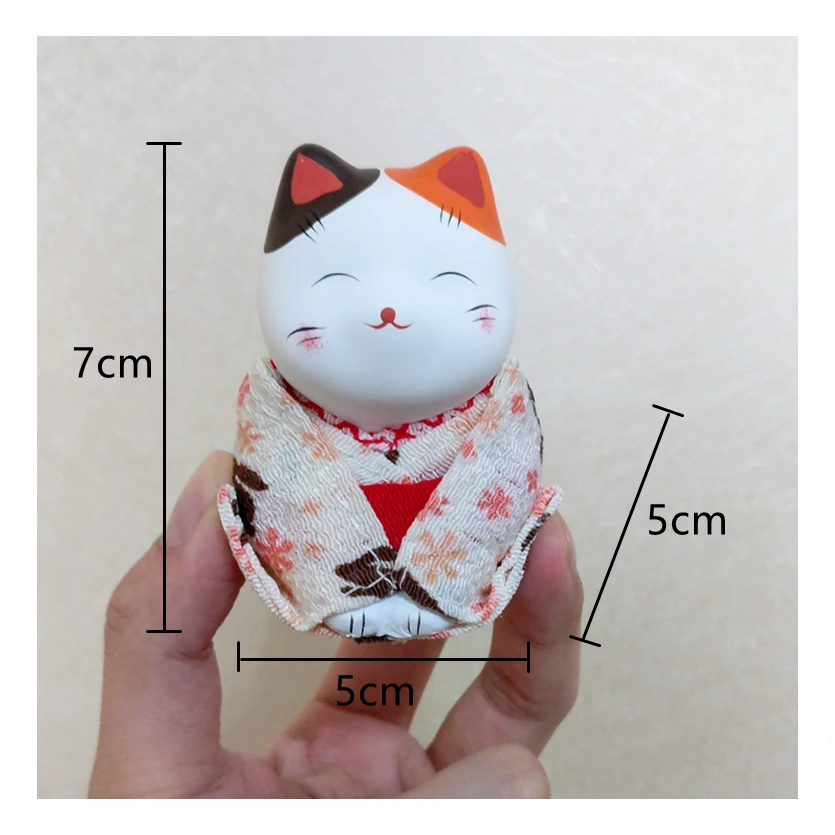 3pcs Lucky Cat Figurines Japanese Kimono Maneki Neko Gypsum Ornaments Animals Kitty Miniatures Home Decoration Business Gift