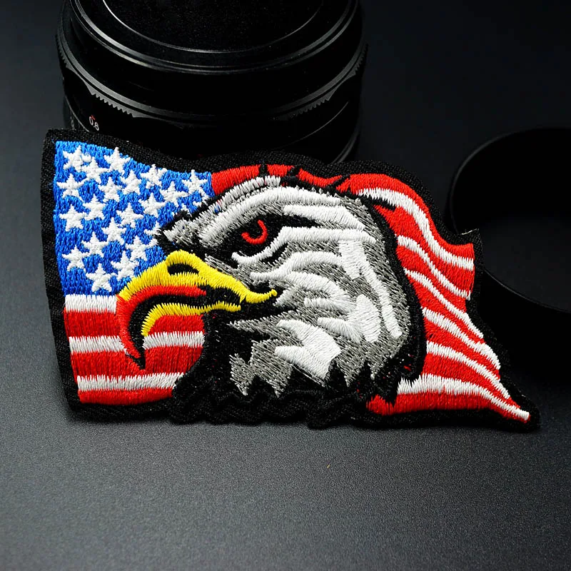 Eagle Size:5.1x9.0cm Embroidered Patch for Clothing Iron on Sew Applique Cute Fabric Clothes Shoes Bags DIY Decoration Patches