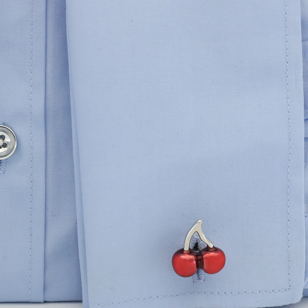 iGame Cherry Cuff Links Red Painting Cute Fruit Design Quality Brass Shirt Cuflinks For Men Free Shipping