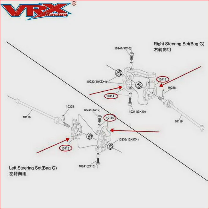 VRX 10114 Steering Knuckle Arm And 10115 For VRX 1/10 Scale 4WD Electric RC Car Parts Remote Control Car Accessories