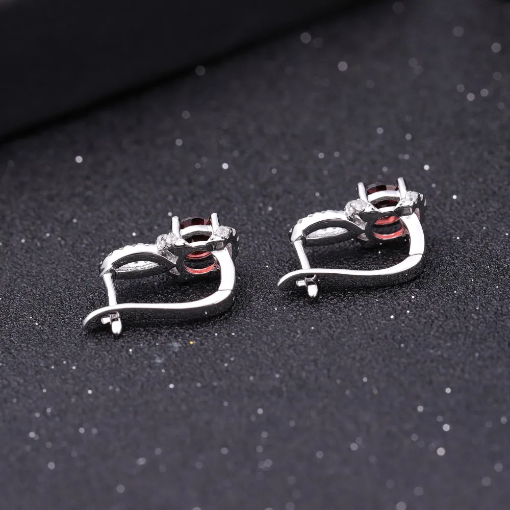GEM\'S BALLET 925 Sterling Silver Stud Earrings 2.10Ct Natural Red Garnet Gemstone Simple Elegant Earrings for Women Fine Jewelry