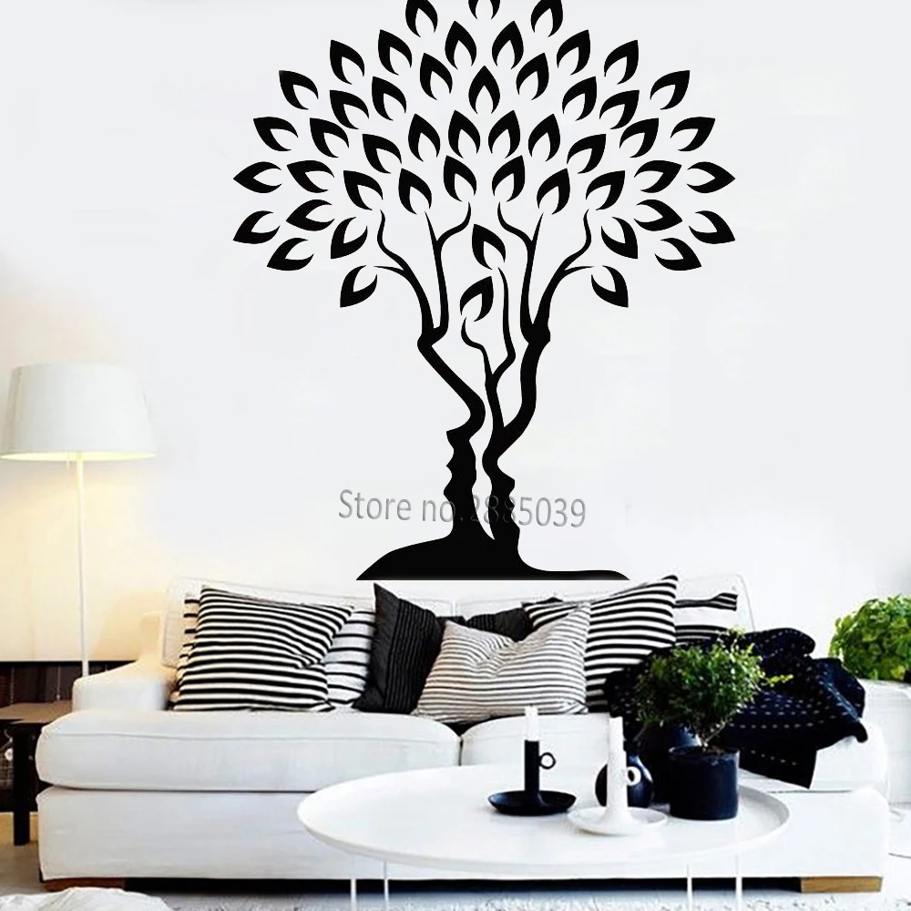 Vinyl Wall Sticker Decal Love Family Tree of Life Romance Man & Woman Face Stickers New Design Big Tree DIY Self-sticking LC1027