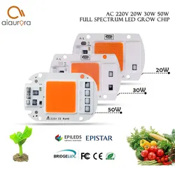 O diodo emissor de luz cresce a microplaqueta 20w 30w 50w 220v 230v espectro completo 380nm 7780nm melhor para a estufa de hidroponia cresce diy para a lâmpada de crescimento conduzida