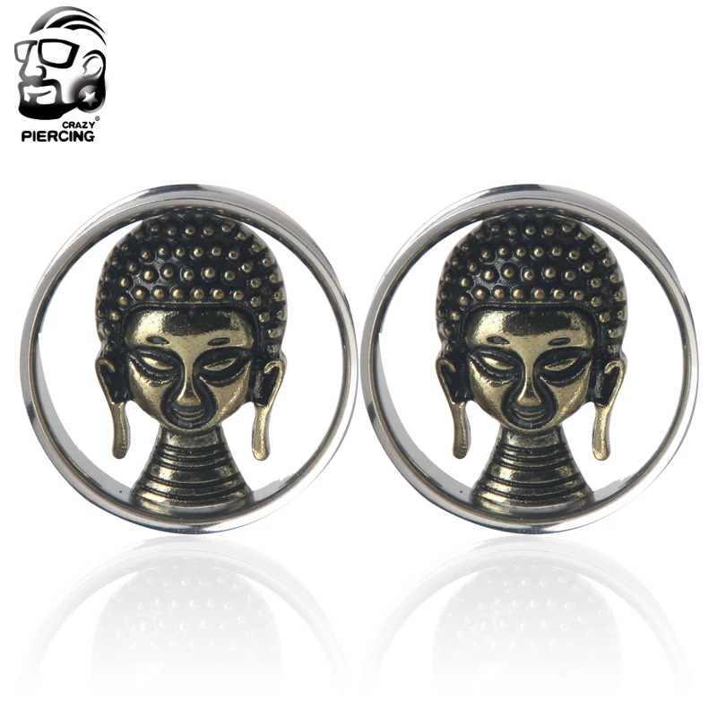 Buddah Face 316L Steel Ear Guage  Ear Plugs and Tunnels Earrings Ear Expander Ear Gauges Plugs Piercing Body Piercing Jewelry