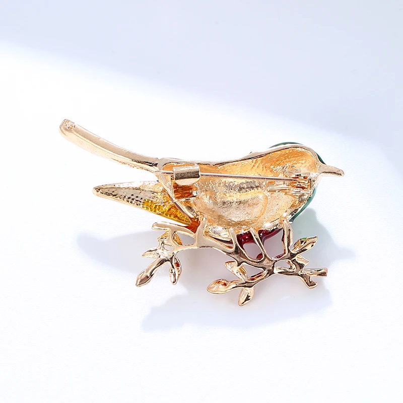 Stylish Cute Little Sparrow With Crystal Brooch Gold Color Metal Scarf Pins Women Kids Suit Clothes Accessories Jewelry image 6