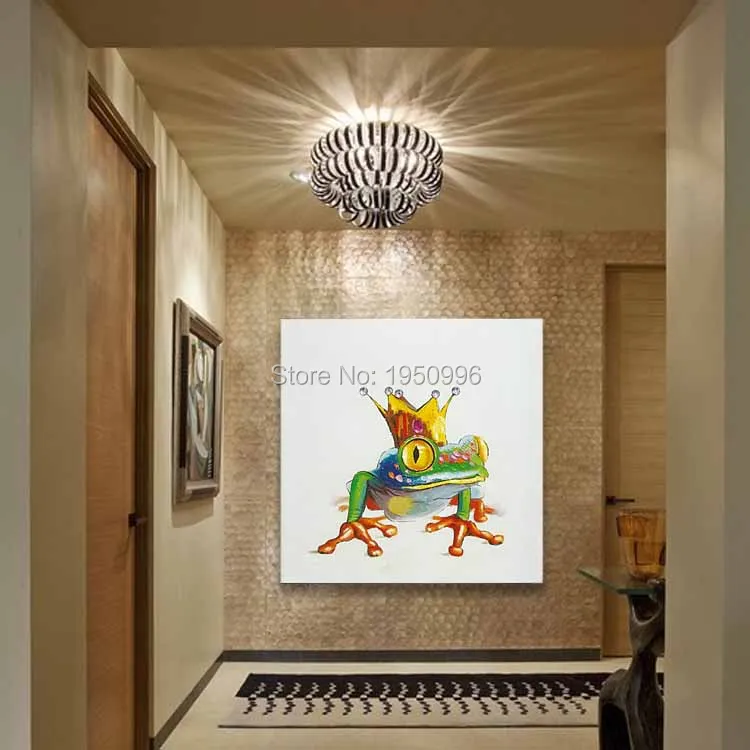 

Cartoon Animal Abstract Oil Painting The King Of Frog Wall Stickers for Kids Rooms for Living Room Bedroom Dining Office Cafe