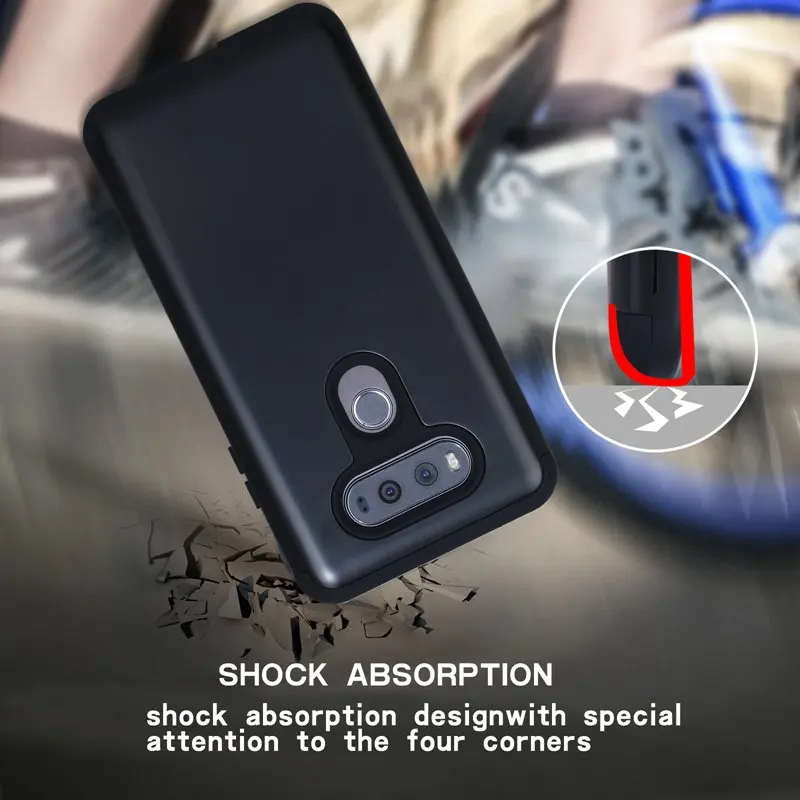 3in1 Hybrid Heavy Duty Protection Silicone Shock Absorber Protective Hard Case Cover for LG V20