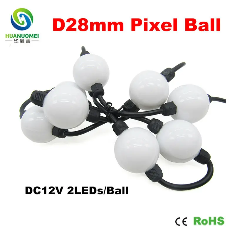 

D28mm 2LEDs UCS1903 LED Pixel Ball Light,Digital full color, 3535 SMD RGB LED,UCS1903 chip,2LEDs/Ball,20Balls/string,DC12V input