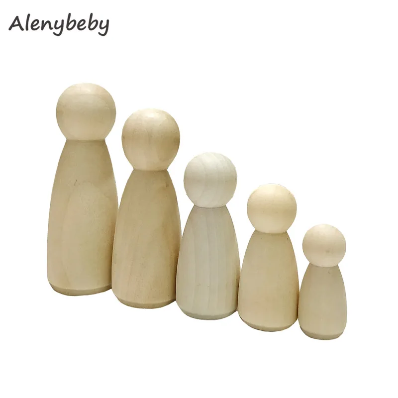 Wooden Woman Dolls 50Pcs Natural Unfinished Wooden Peg Doll Bodies People Shapes Kids Toy Gifts DIY Crafts-Waldorf Toy