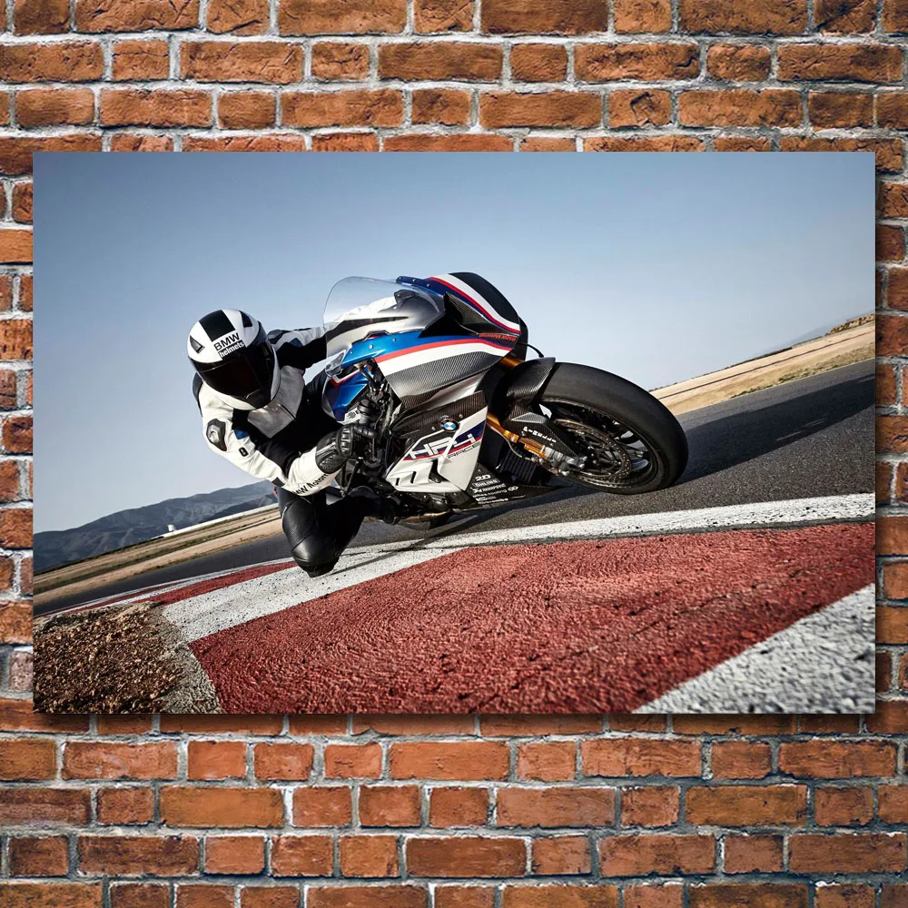 Motorcycle B M W HP4 Race Superbike Decorative paintings Picture Printed Wall Art Poster Canvas Cloth Printed for Room Decor