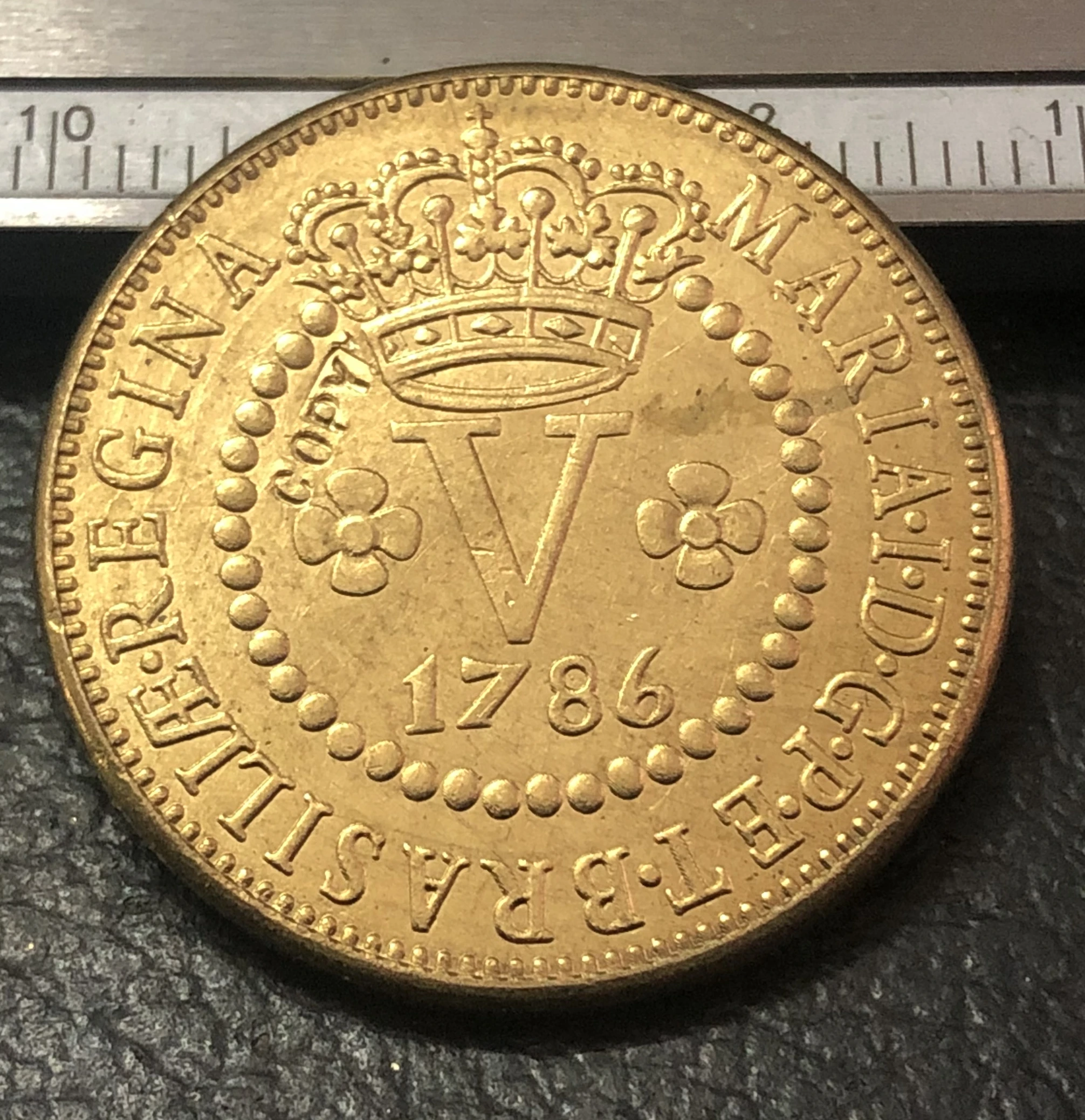 1786 Brazil 5 Reis-Maria I Copy Copper Coin