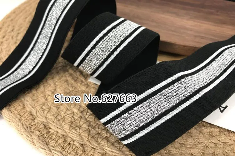 3Meter Gold Silver Stripe Elastic Bands Elastic Ribbon Clothing Bags Trousers Elastic Webbing Straps DIY Sewing Accessories 40mm