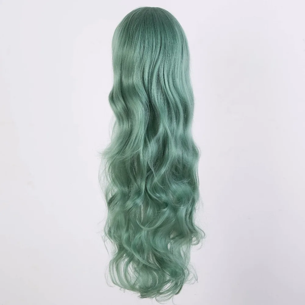 Green Wig Fei-Show Synthetic Heat Resistant Fiber Carnival Peruca Perruque Peruk Cosplay Long Curly Women Hair Salon Party Peluk