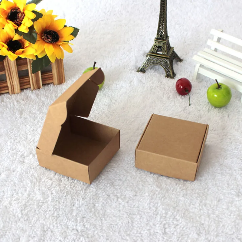 100pcs 7-8cm series Kraft Paper Aircraft Gift Boxes Handmade Soap Packing Box Jewelry/Candy Storage Paper Boxes