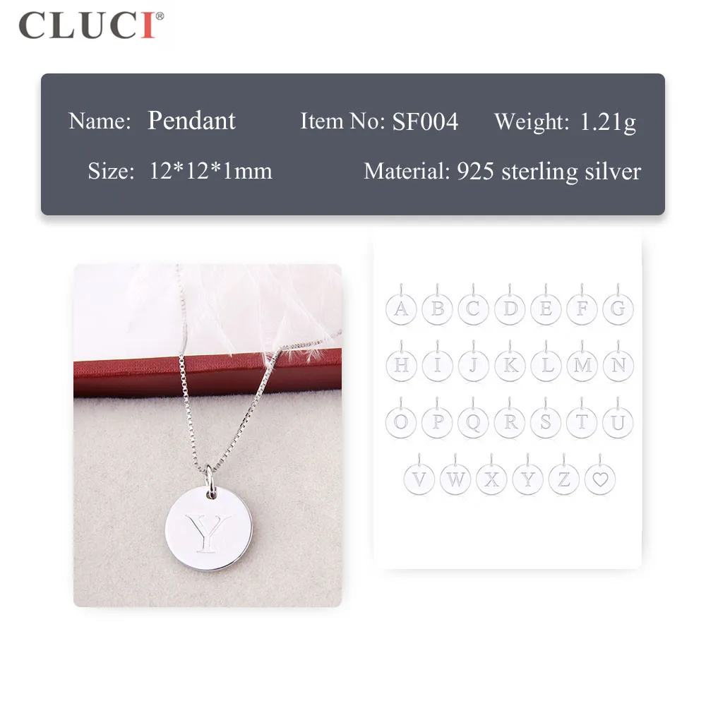 CLUCI Silver 925 Pendant for Necklace Jewelry DIY Making 26 Letter Customizable Pendant for Women Jewelry SF004SB