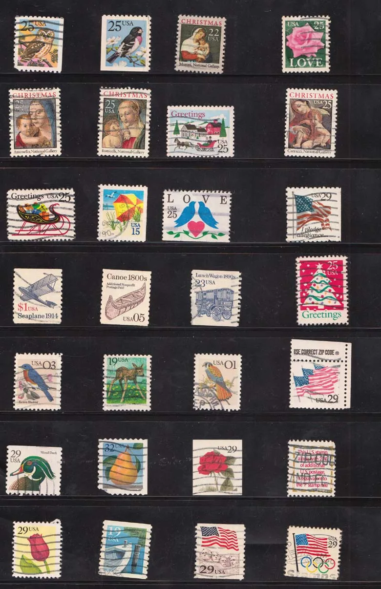 300 PCS/lot USA Vintage Postage Stamps with Post Mark Off Paper For Collecting , No Repeat , All different