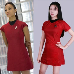 Cosplay Starreks  Into Darkness StarFleet Uhura Costume with Badge Dress Cosplay  Red Halloween Uniform