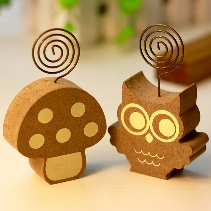 

1 Pics Wood Cute Mushrooms Hedgehog Owl Tree Memo Pincer Clips Paper Photo Clip Holder Wooden Small Clamps Stand Peg Desk Gadget