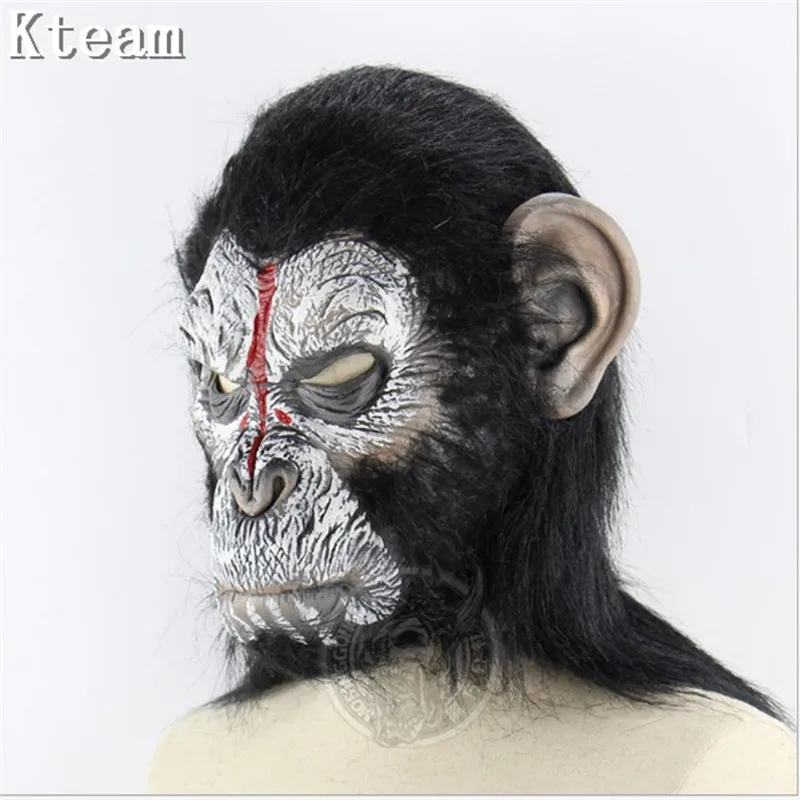 2018 Hot King Kong Planet of the Apes Gorilla Mask hood Gorillas Overhead Monkey Latex Animals Masks Blood Scary Halloween Party