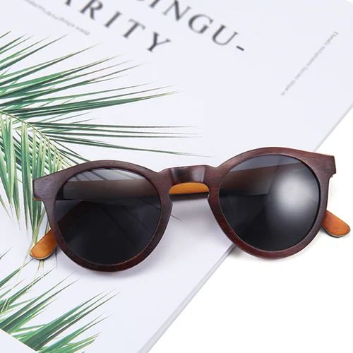 Imagen 1 del producto Gafas de sol Retro de madera para hombre y mujer, lentes polarizadas de bambú, hechas a mano, de alta calidad