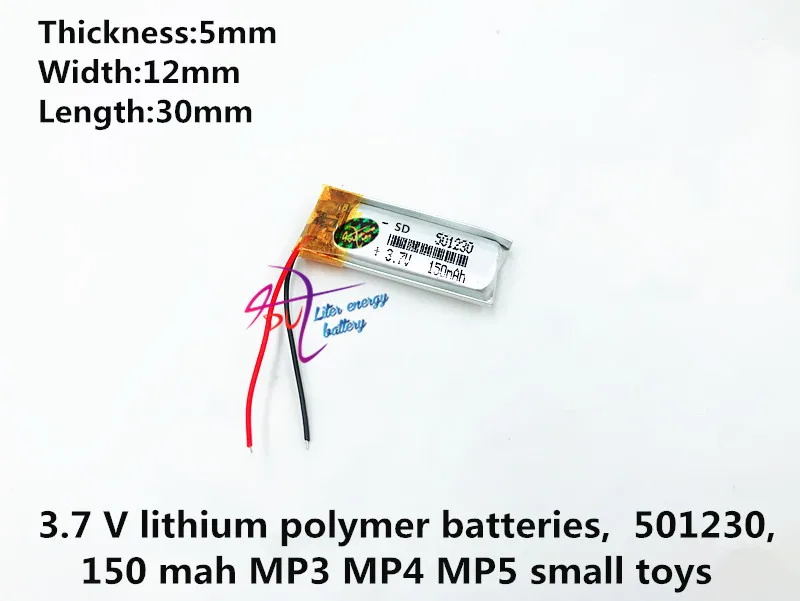 rechargeable SD 501230 3.7v 150mah lipo battery for bluetooth headphone