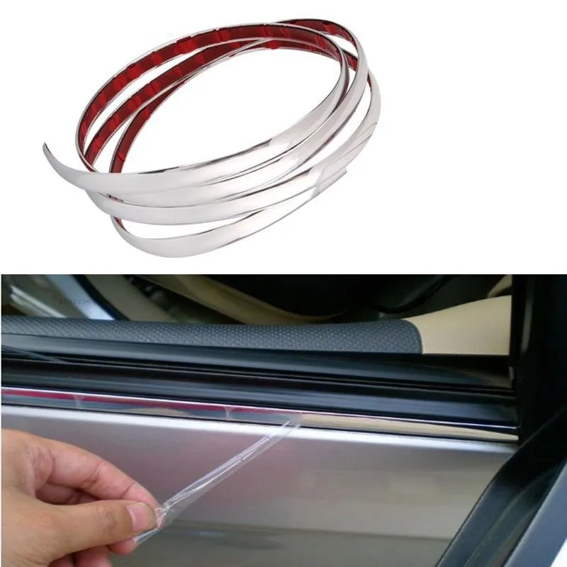 1M Chrome Styling Strip Trim Moulding Soft Chrome DIY Moulding Line Car Sticker 6 8 10 12 15 18 20 22 25 30MM Car Styling