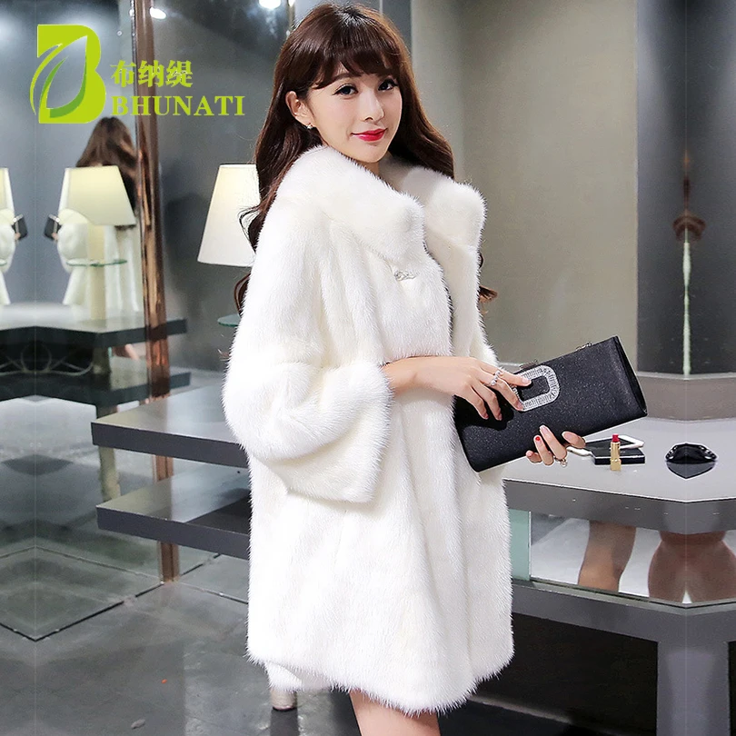 Fashion Winter Women Faux Fur Coat White Long Sleeve Stand Collar Jacket Warm Artificial loose Fox Fur Coats Plus Size 6XL