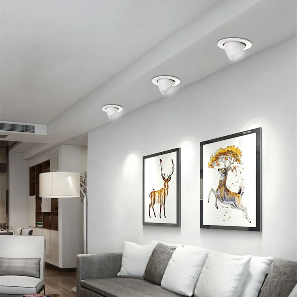 Luminária led com regulagem de rotação 360, luminária de teto embutida, ajustável, para sala de estar, sala de estar