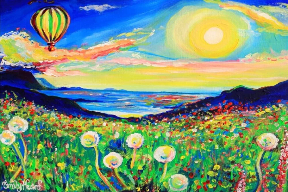 

Oil painting hot air balloon The wooden puzzle 1000 pieces ersion jigsaw puzzle white card adult children's educational toys