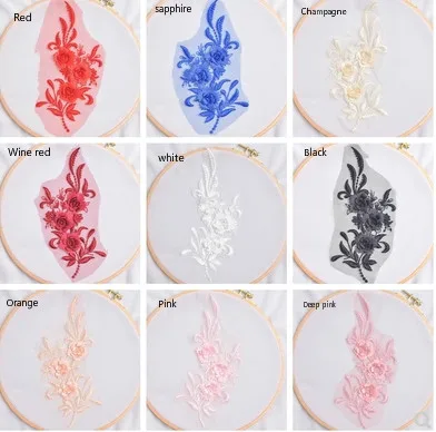 متعدد الألوان ثلاثي الأبعاد التطريز زهرة فستان الزفاف التصحيح يدوية الصنع Diy بها بنفسك المواد مرحلة الأداء الديكور Accessori #6