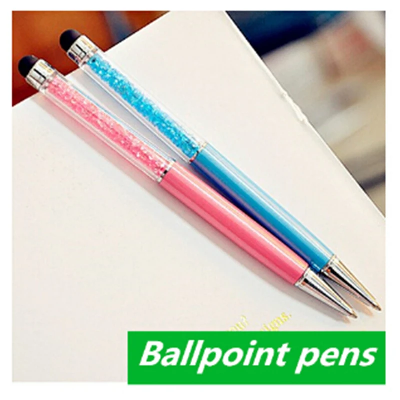 1 Pc Cute Kawaii Brand Diamond Metal Ballpoint Pen Touch Screen Crystal Ball Pen For Mobile Phone Office Supplies