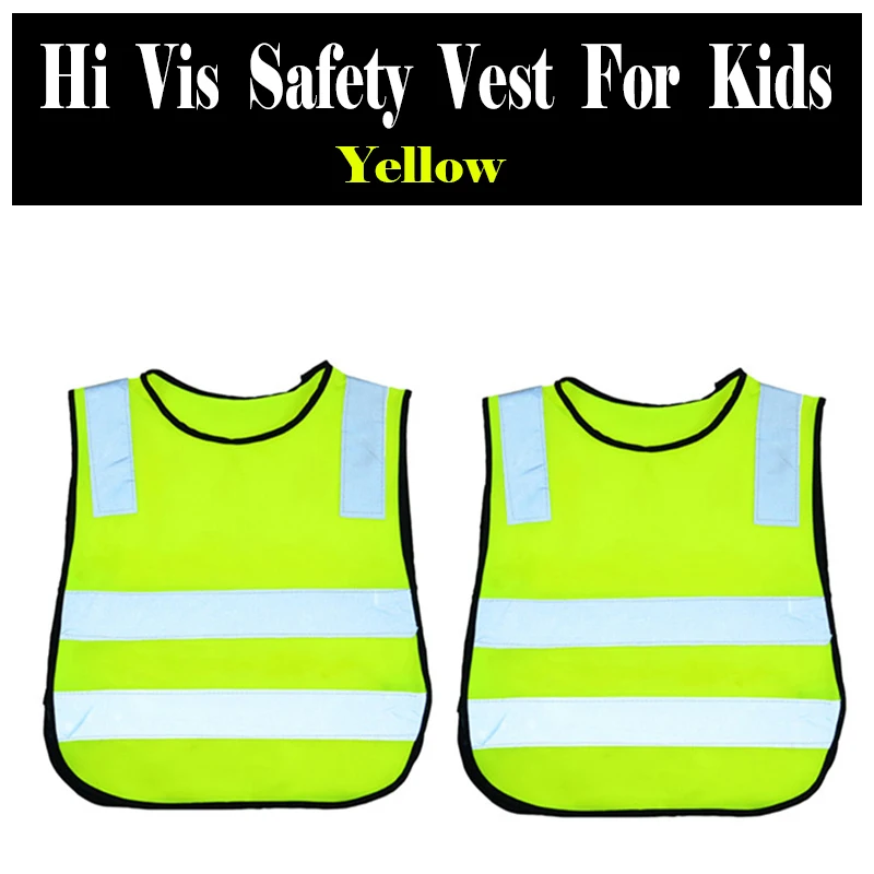 Fluo Yellow Orange High Visibility Pupil Children Kids Reflective Safety Traffic Vest for Kids Go To School Cycling Running