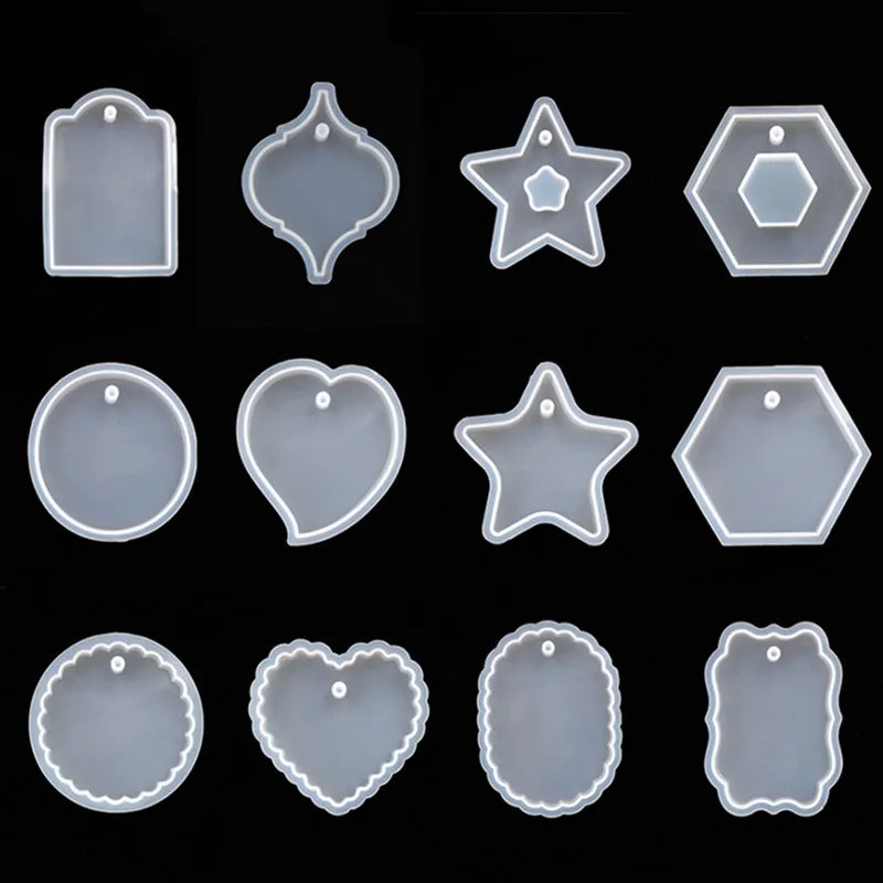 SNASAN 1PC Tag Silicone Mold Pendant Handmade DIY Tool Epoxy Resin Silicone Mould Craft Materia Hearth Round Star Square