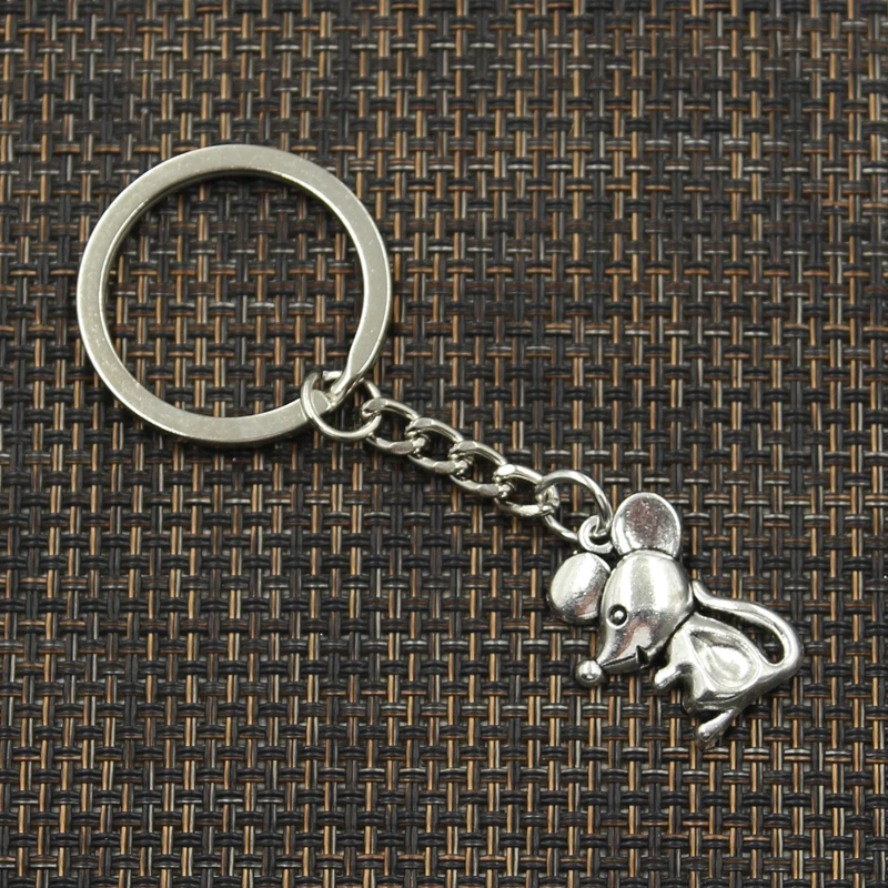 New Fashion Keychain 24x18mm Mouse Pendants DIY Men Jewelry Car Key Chain Ring Holder Souvenir For Gift