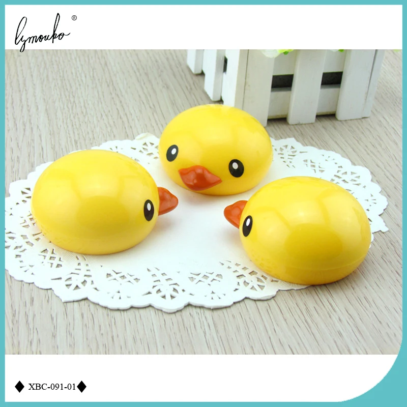 Lymouko Lovely Yellow Little Duck Head Portable with Mirror Contact Lens Case for Women Travel Container Lenses Box