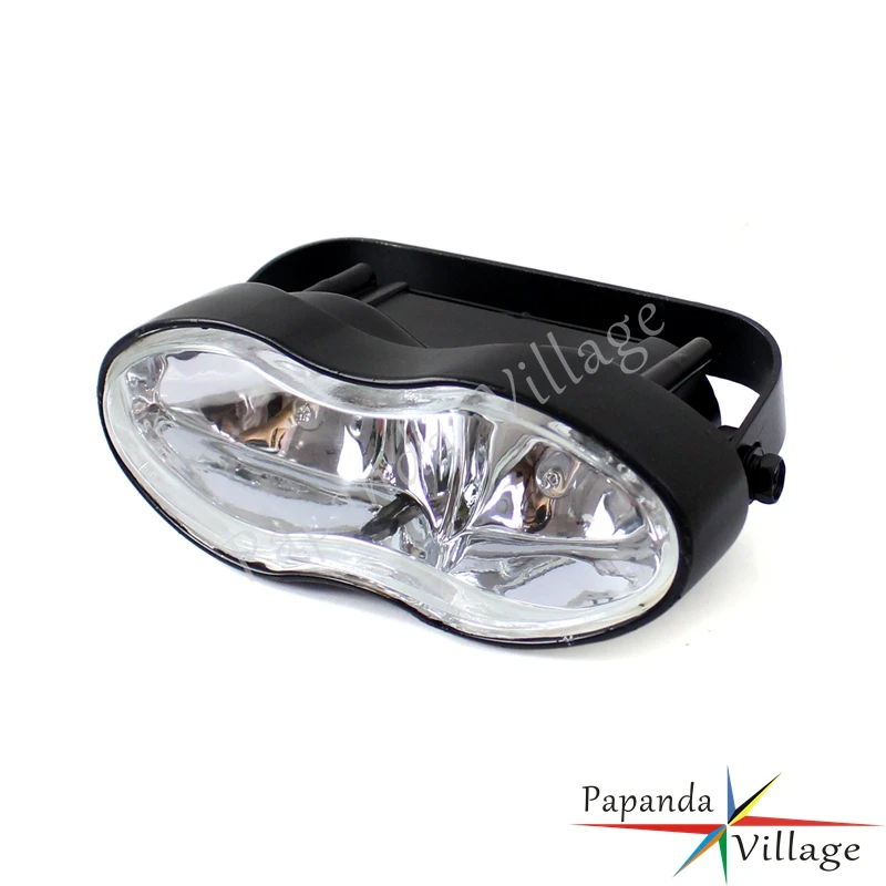 Motorcycle H3 Bulbs Retro Twin Wave Oval Headlight Custom Universal for Harley Sportster Cruisers Chopper Bobber Cafe Racer