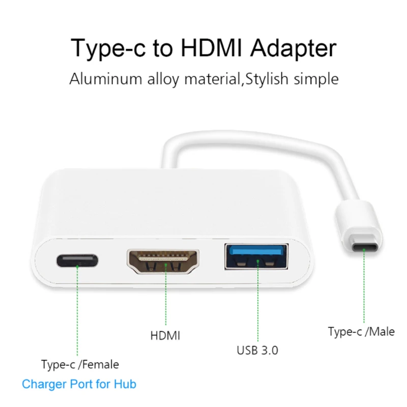 Type-c USB C do HDMI kompatybilny USB3.1 typ C wielofunkcyjny kabel Adapter męski na żeński konwerter ładowania cyfrowy Multiport AV