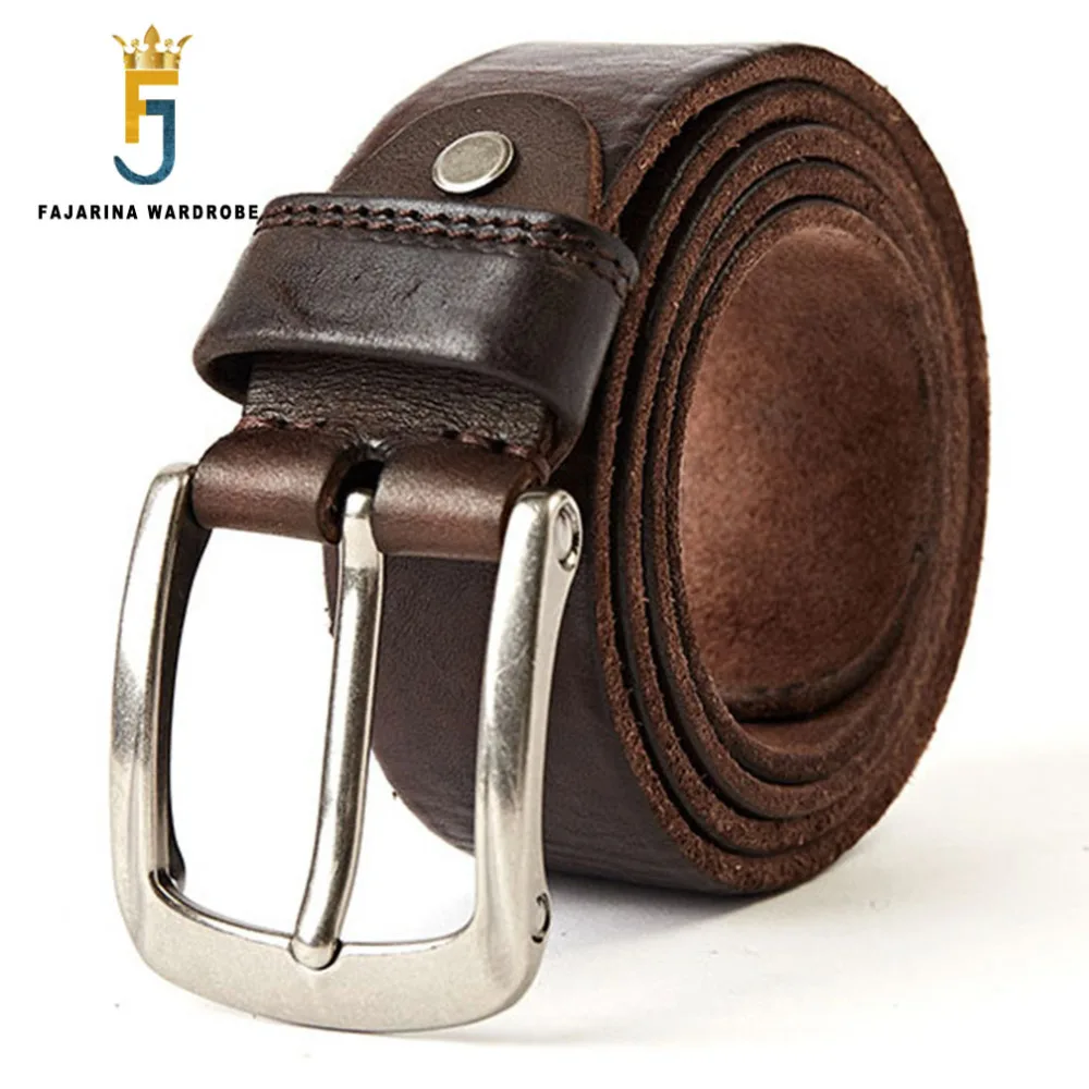 

FAJARINA Mens Quality Pin Buckle Metal Joker Retro Belt Pure Cowhide Leather Accessories Belts for Men Accessory Man N17FJ294