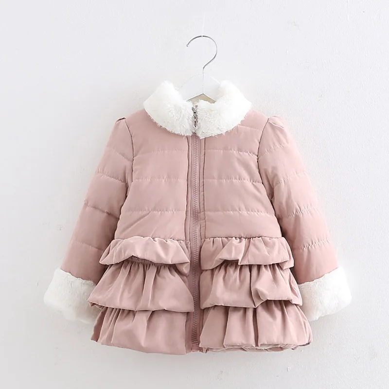 2024 Winter 2 3 4 -10 12 Years Teenager Children Outwear Plus Velvet Thickening Wadded Cotton Padded Kids Baby Girls Jacket Coat