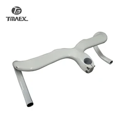 Road Carbon Bicycle Handlebar, White Paint Integrated Handlebar with Stem, Bike Parts, 28.6mm