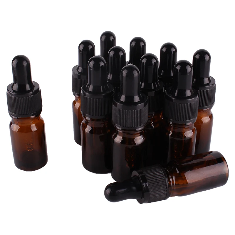 

12pcs 5ml Amber Glass Dropper Bottles with Pipette for essential oils aromatherapy lab chemicals