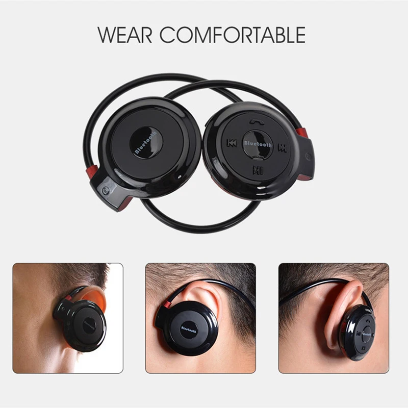 VAORLO-سماعات بلوتوث لاسلكية 503 ، سماعات رياضية ، بطاقة TF/Micro SD ، ستيريو ، مع ميكروفون وراديو FM