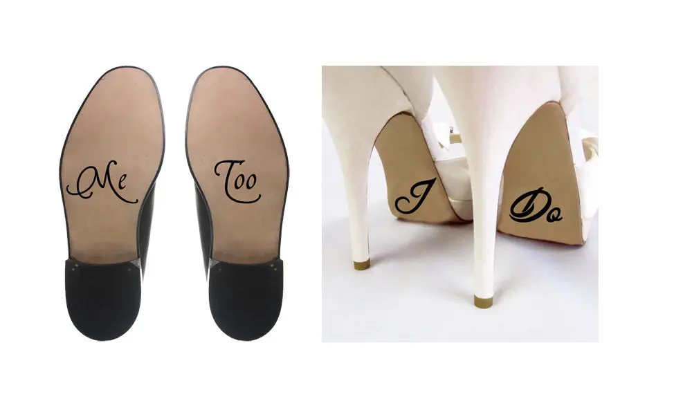 2pcs/set I Do Me Too Personalised Wedding Shoes Decal Vinyl Novelty Cute Stickers for Wedding Accessories Stickers Muraux D764